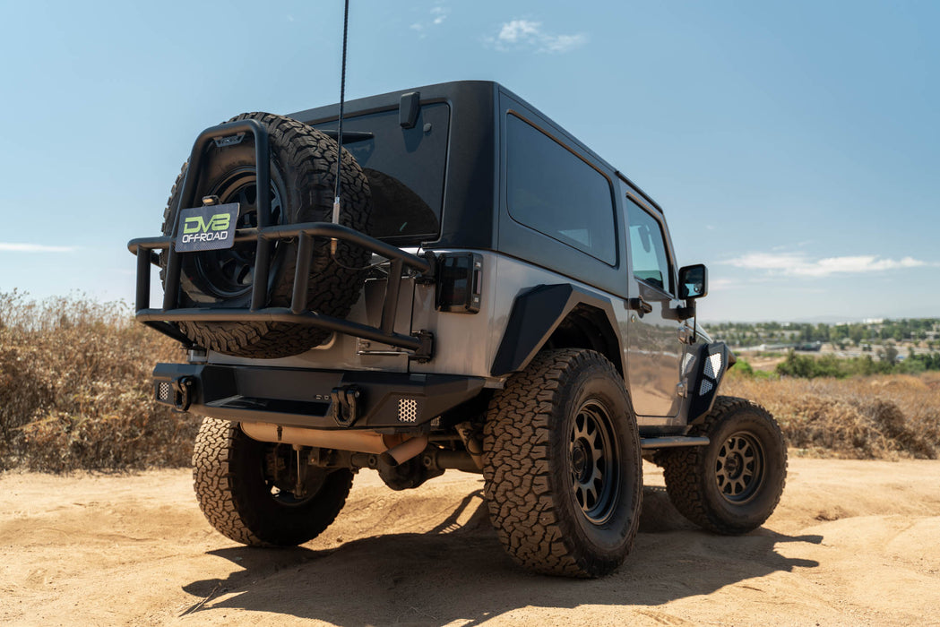 Tire position withe the Body Mounted Tire Carrier for the 2007-2018 Jeep Wrangler JK